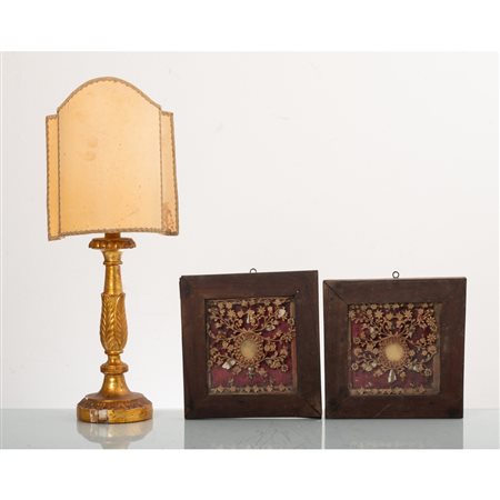 MAN. SICILIANA XIX SECOLO, Due composizioni e piccolo torciere