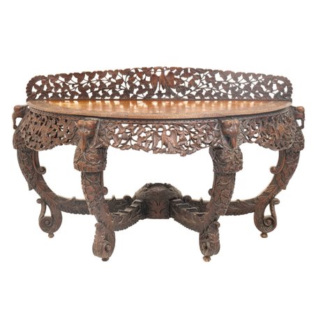 MANIFATTURA INDIANA DEL XIX SECOLO, Consolle a mezzaluna