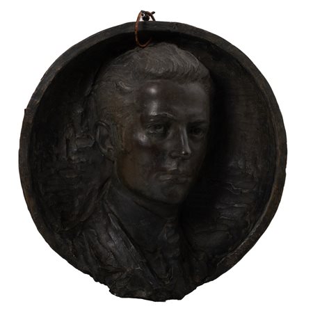ANNIBALE MONTI, Volto maschile, Altorilievo in bronzo