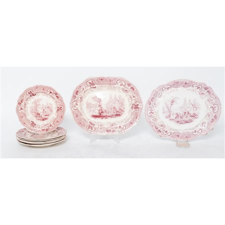 MANIFATTURA INGLESE FINE DELL '800, Sei piatti e due vassoi