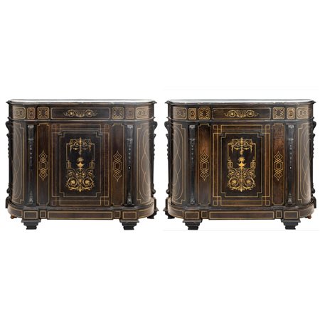 MANIFATTURA SICILIA ORIENTALE XIX SECOLO, Coppia di servanti