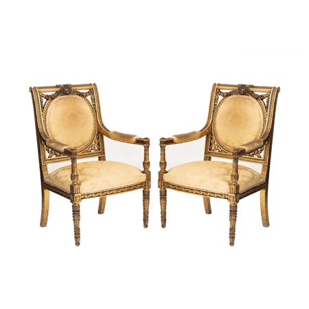 MANIFATTURA SICILIANA DEI PRIMI DEL '900, Coppia di poltrone