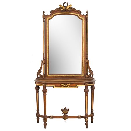 MANIFATTURA SICILIANA DEL XIX SECOLO, Consolle con specchiera