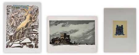 AUTORI VARI (PERICLE FAZZINI, ENOTRIO E GIOVANNI OMICCIOLI) - Lotto unico di 3 litografie: