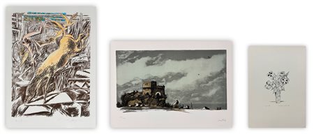 AUTORI VARI (PERICLE FAZZINI, ENOTRIO E GIOVANNI OMICCIOLI) - Lotto unico di 3 litografie: