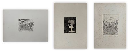GIOVANNI OMICCIOLI (1901-1975)  Lotto unico composto da 3 acqueforti