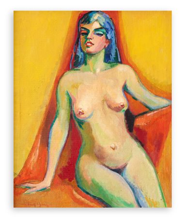 FREEK VAN DEN BERG (1918-2000) - Model tegen geel fond, 1961