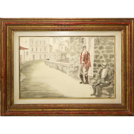 Aligi Sassu (Milano 17/07/1912 - Pollença 17/07/2000)  - Strada a Banari, 1977