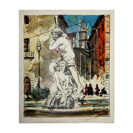 Particolare del Nettuno a Piazza Navona