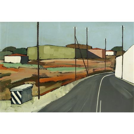 Strada con case e pali elettrici, 1971