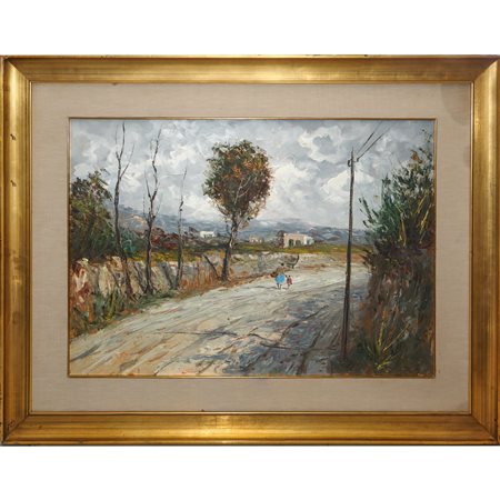 Strada di campagna con personaggi, 20° secolo