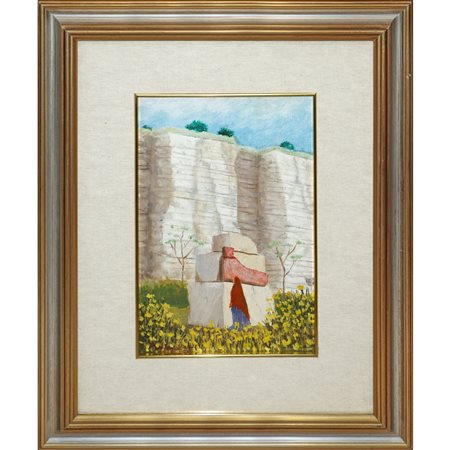 Raf Occhipinti (Comiso 1933)  - Paesaggio con donne con scialle rosso