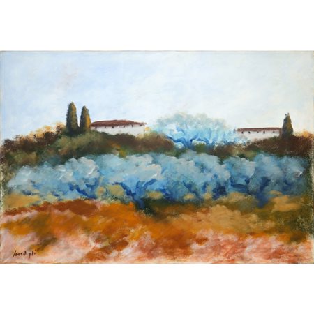 Marino Scardigli (Toscana  1921 - 2024)  - Paesaggio toscano con case