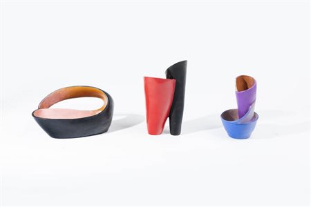 MARTINO BISSACCO<BR>Taglio di Po (RO) 1941<BR>Set di tre ceramiche