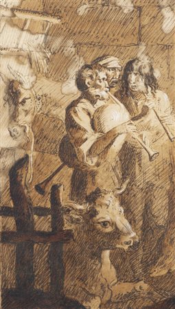 PITTORE ANONIMO<BR>Fine XVIII secolo<BR>"Suonatori" XVII secolo