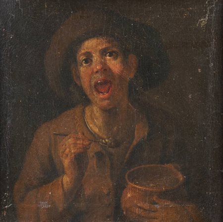 PITTORE ANONIMO<BR>"Mangiatore di minestra" XVII secolo