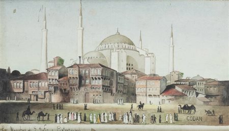 PITTORE NON IDENTIFICATO<BR>"La moschea di S. Sofia a Costantinopoli"