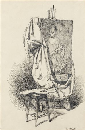 EVANGELINA ALCIATI<BR>Torino 1883 - 1959<BR>"La tavolozza"