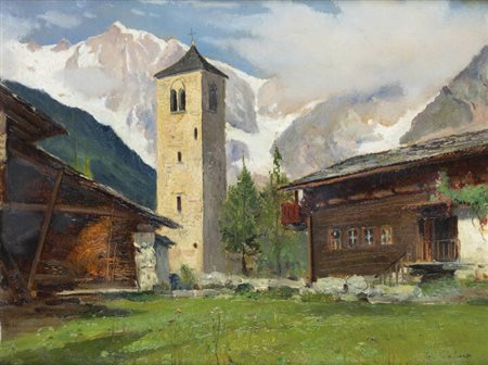 GIOVANNI COLMO<BR>Torino 1867 - 1947<BR>"Il campanile della Chiesa Vecchia"