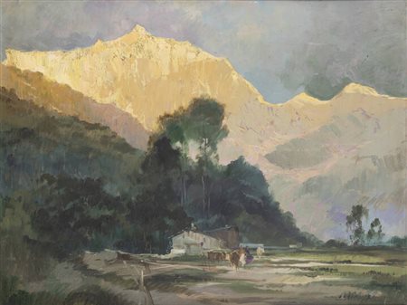 CESARE GHEDUZZI<BR>Crespellano (BO) 1894 - 1944 Torino<BR>"Veduta del Monte Rosa"