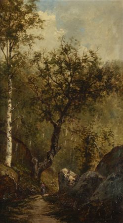 GIUSEPPE BUSCAGLIONE<BR>Ariano Irpino (AV) 1868 - 1928 Rivoli (Torino)<BR>"Ruscello nel bosco"