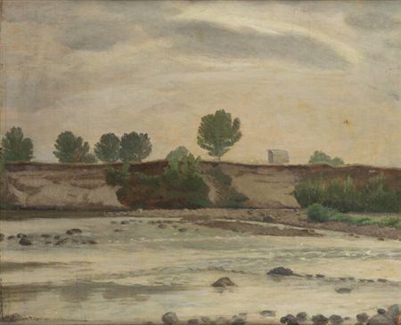 ADOLFO ROLLA<BR>Buenos Aires (Argentina) 1899 - 1967 Torino<BR>"Una rapida sul Po a Moncalieri" 1940