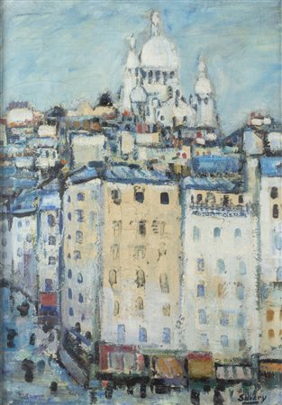 SAVARY ROBERT<BR>Parigi 1920-2000<BR>"Montmartre, le Sacre Coeur" 1963