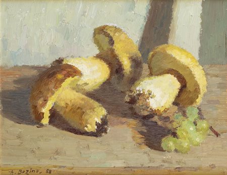 ATTILIO BOZINO<BR>Sostegno (VC) 1890 - 1973 Torino<BR>"Funghi", Sostegno, 5 ottobre 1958