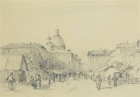 METELLO MERLO<BR>Milano 1886 - 1964 Torino<BR>"Porta Palazzo" 1918