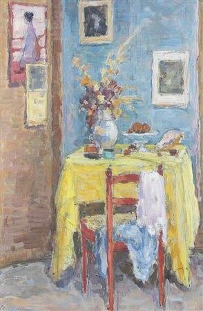 MASSIMO QUAGLINO<BR>Refrancore (AT) 1899 - 1982 Torino<BR>"Interno" 1965