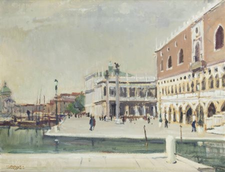 CARLO MUSSO<BR>Balangero (TO) 1907 - 1968<BR>"Riva degli Schiavoni (Venezia)"