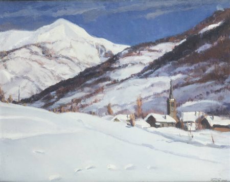 CARLO MUSSO<BR>Balangero (TO) 1907 - 1968<BR>"Montagne innevate" 1949