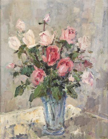 CARLO MUSSO<BR>Balangero (TO) 1907 - 1968<BR>"Vaso di fiori"