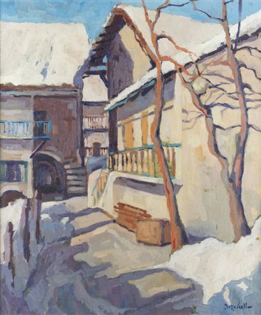 BEPPE GALLO<BR>Castagnole Lanze (AT) 1942<BR>"Inverno in alta valle Susa" Mollières