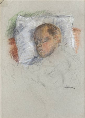 GIGI CHESSA<BR>Torino 1898 - 1935<BR>"Ore serene (bambino dormiente)"