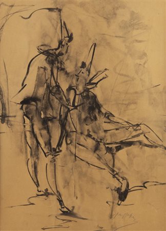 LUIGI SPAZZAPAN<BR>Gradisca d'Isonzo (GO) 1889 - 1958 Torino<BR>"Confidenze (Due pagliacci)" 1933