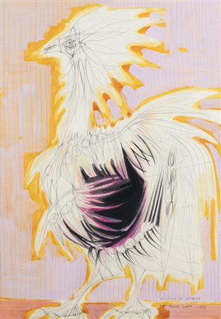 PONTE CORVO (Raffaele Pontecorvo)<BR>Roma 1910 - 1983 Torino<BR>"Uccello in attesa" 1963