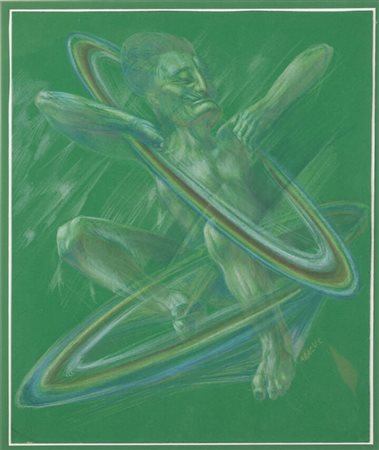 ABACUC (Silvano Gilardi)<BR>Torino 1933 - 2021<BR>"Ogni sabato Saturno si libera dai gravosi cerchii" 2/1972