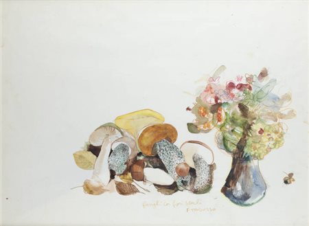 FRANCESCO TABUSSO<BR>Sesto San Giovanni (MI) 1930 - 2012 Torino<BR>"Funghi con fiori secchi"