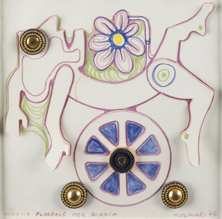 MARIO MOLINARI<BR>Coazze (TO) 1930 - 2000 Torino<BR>"Omaggio floreale per Bianca" 1975