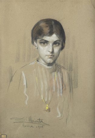 SALVATORE DI MAIUTA<BR>Italia XX sec<BR>"Ritratto di fanciulla", Roma, 1915