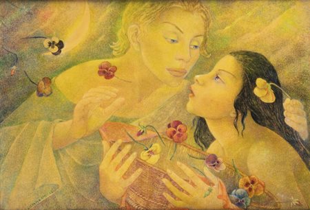 GEMMA VERCELLI<BR>Torino 1916 - 1995 Montecarlo (Monaco)<BR>"Pensieri d'amore"