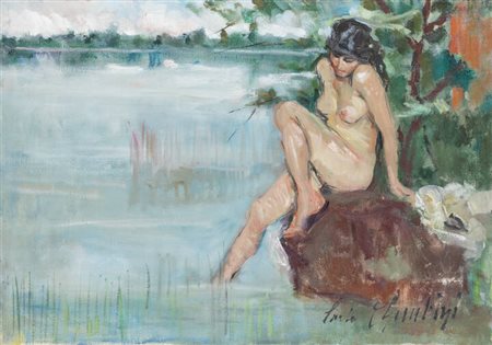 CARLO CHERUBINI<BR>Ancona 1897 - 1978<BR>"Nuda sullo scoglio"