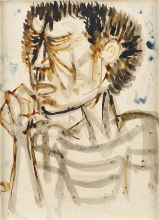 GIUSEPPE MIGNECO<BR>Messina 1908 - 1997 Milano<BR>"Ritratto d'uomo" 1970