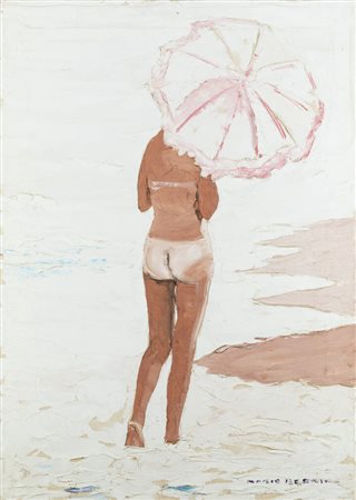 MARIO BERRINO<BR>Alassio (SV) 1920 - 2011<BR>"Donna in spiaggia"