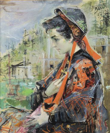 MICHELE BARETTA<BR>Vigone (TO) 1916 - 1987<BR>"Donna in costume" 1959