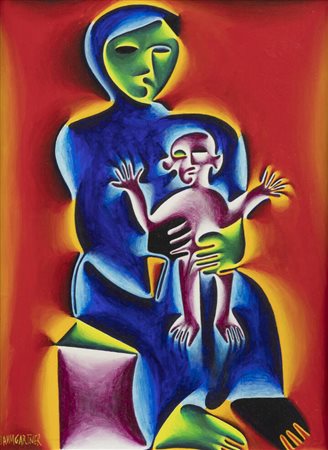 FRITZ BAUMGARTNER<BR>Monaco di Baviera (Germania) 1929 - 2006<BR>"Madonna con il bambino" 9/4/92
