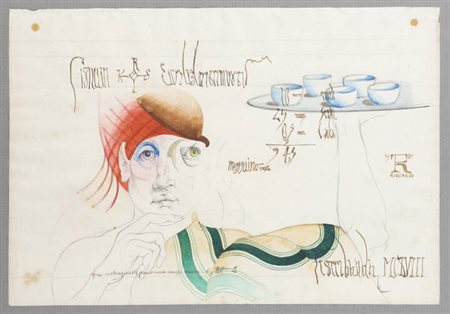 FABRIZIO RICCARDI<BR>Roma 1942<BR>"Servitore di caffè alla turca" 1981