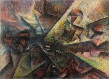 Roberto Marcello Baldessari 1894 Innsbruck-1965 Roma, Ippodromo + velocità + folla