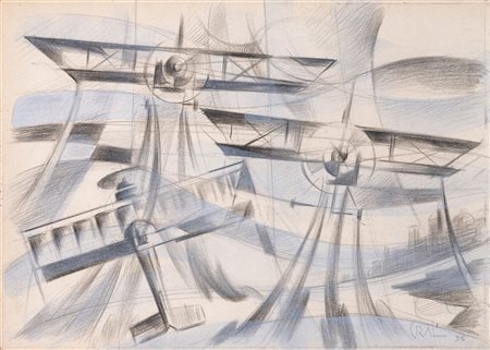 Tullio Crali 1910 Igalo-2000 Milano, Tre biplani in volo